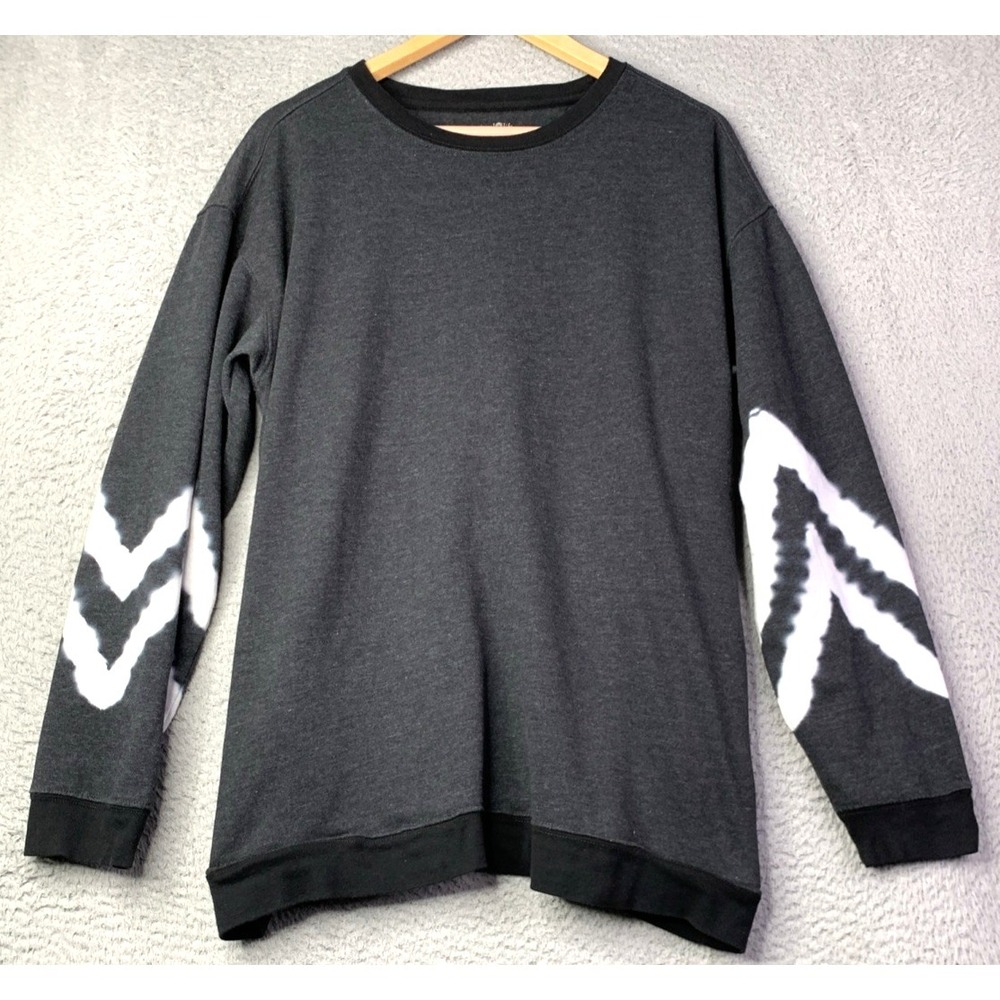 Natural Life Sweatshirt Womens Large Crewneck Black White Pockets Natural Life